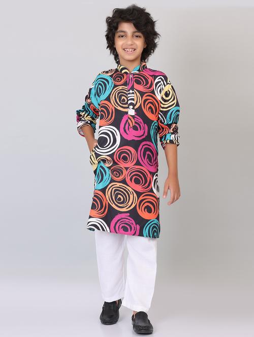 boys mandarin collar kurta pajama set - 20418240 - Very Small Image - 1