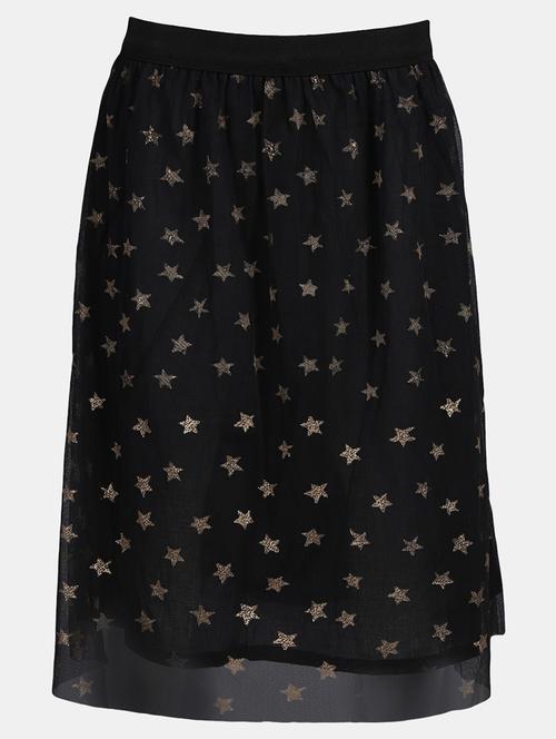 black foil print flared skirt - 20420949 - Very Small Image - 1