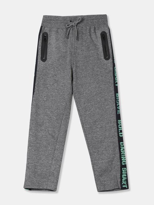 boys side taped grey melange cotton casual trouser - 20421048 - Very Small Image - 1