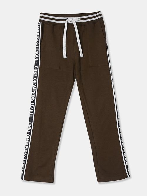 boys side taped coffee brown cotton casual trouser - 20421049 - Very Small Image - 1