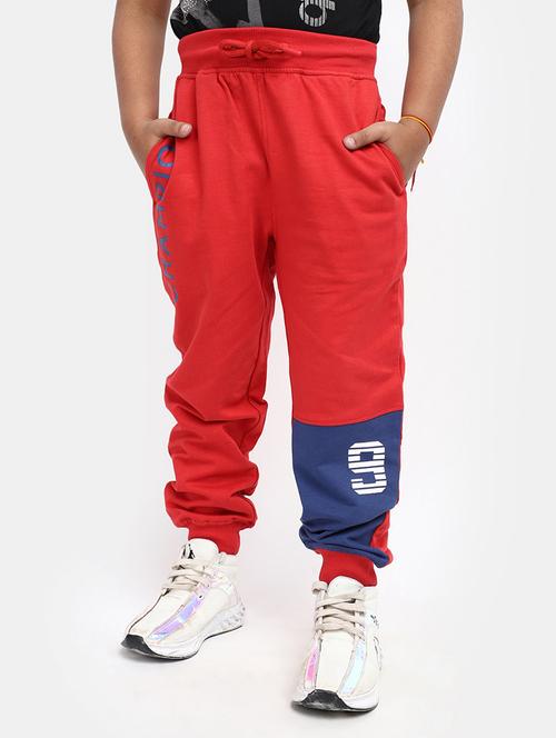 boys red cotton casual jogger - 20421097 - Very Small Image - 1