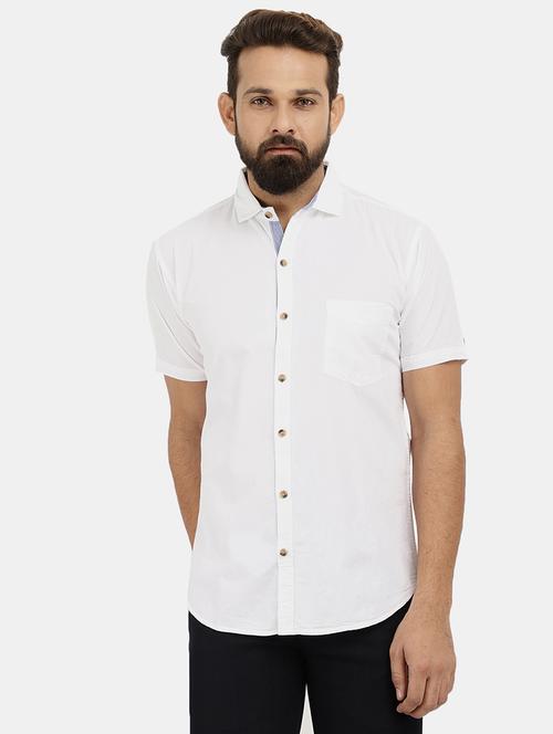 white solid short sleeves casual shirt - 20421267 - Very Small Image - 1