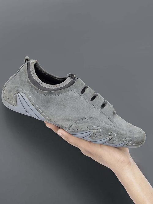 men solid grey lace up casual shoe - 20421819 - Very Small Image - 1