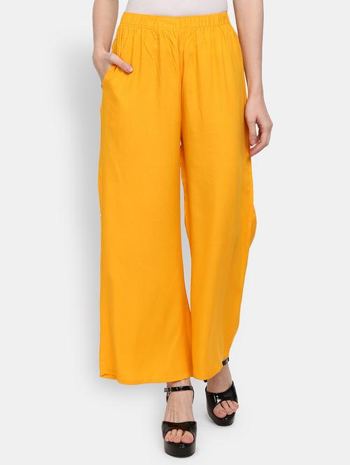 yellow solid straight palazzo - 20422588 - Very Small Image - 1