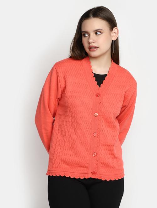 women's coral polyester cardigan - 20422643 - Very Small Image - 1