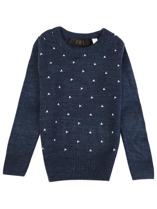 girls round neck self-designed regular sweater - 20422853 - Very Small Image - 1