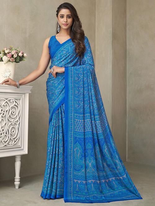 women light blue paisley printed saree - 20423487 - Very Small Image - 1