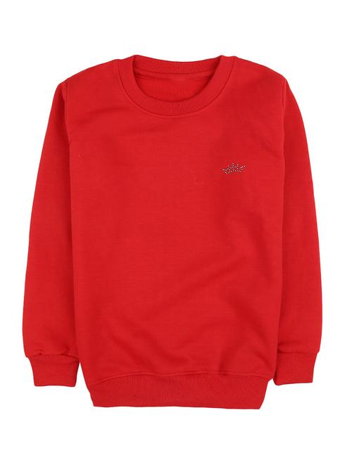 red solid round neck sweatshirt - 20424881 - Very Small Image - 1