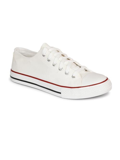 men solid white lace up sneaker - 20425117 - Very Small Image - 1