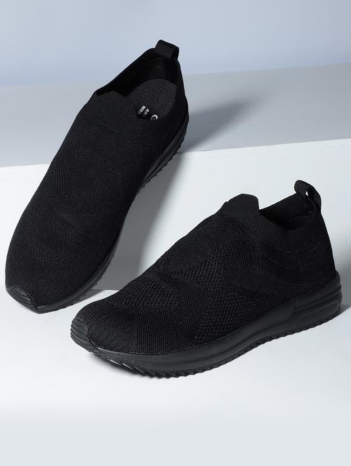 men solid black slip on sneaker - 20425143 - Very Small Image - 1
