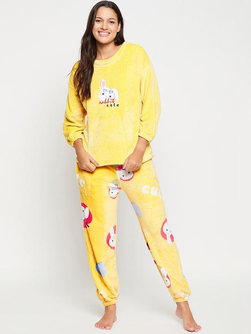 yellow quirky print pyjama nightwear set - 20425555 - Very Small Image - 1