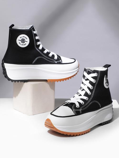 black canvas laceup sneakers - 20425604 - Very Small Image - 1
