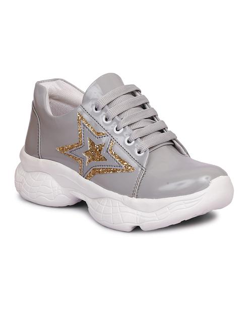 women solid grey embellished lace-up sneaker - 20425627 - Very Small Image - 1