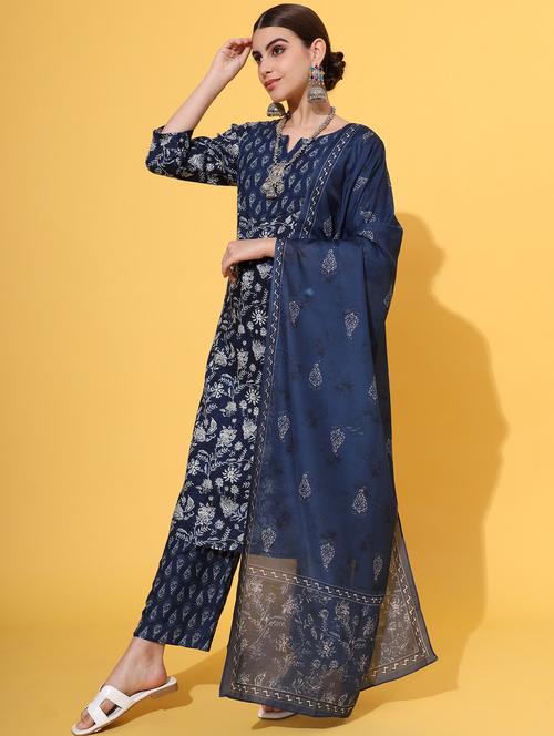 women blue kurta palazzo set with dupatta - 20425708 - Very Small Image - 1