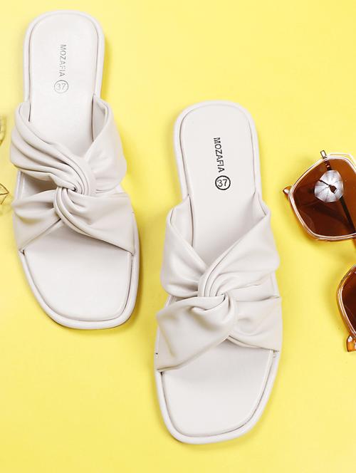 white pu slip on sandals - 20425947 - Very Small Image - 1