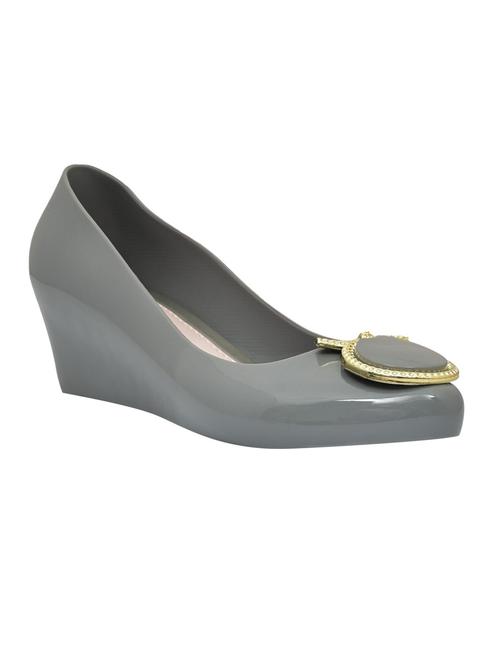 women solid grey embellished slip on wedges - 20426014 - Very Small Image - 1