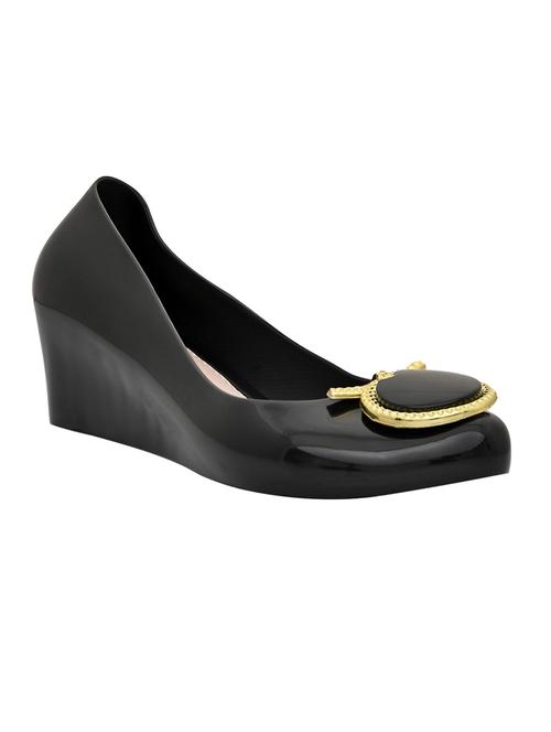 women solid black embellished slip on wedges - 20426016 - Very Small Image - 1