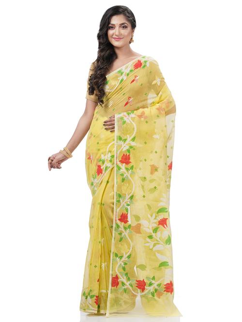 women's self design yellow colored saree with blouse - 20427140 - Very Small Image - 1