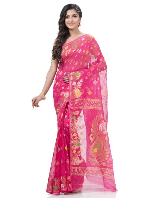 women's self design pink colored saree with blouse - 20427144 - Very Small Image - 1
