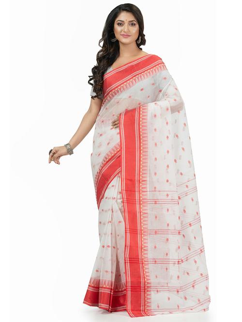 Women's Printed White Colored Saree With Blouse - 20427168 - Very Small Image - 1