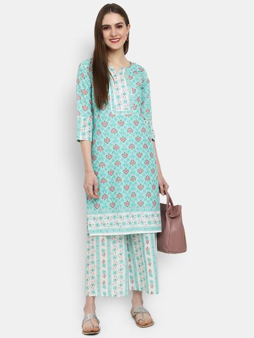 women ai aqua notch neck kurta palazzo set - 20427446 - Very Small Image - 1
