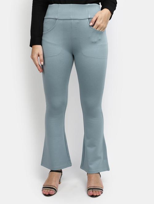 women solid flat front bootcut pants - 20429391 - Very Small Image - 1