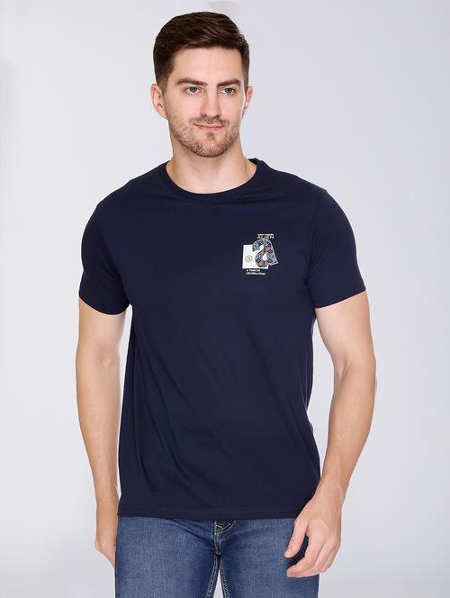 men navy blue cotton t-shirt - 20429471 - Very Small Image - 1