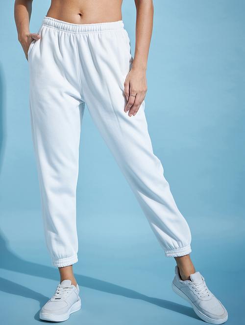 women white fleece track pant - 20429527 - Very Small Image - 1