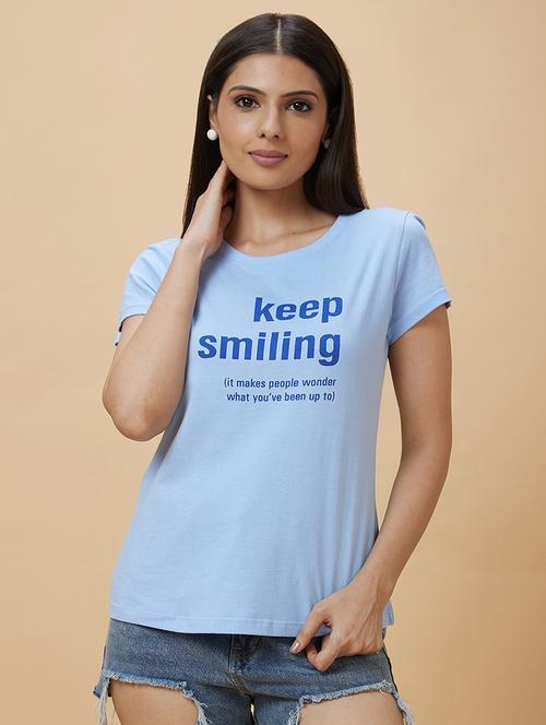 blue typography regular t-shirt - 20430099 - Very Small Image - 1
