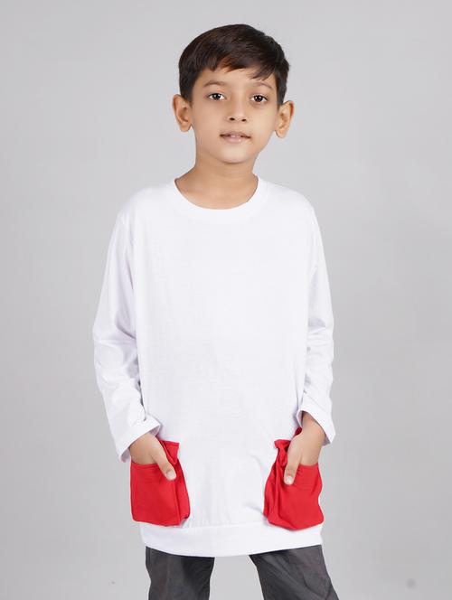 boys white poly fleece regular pocket sweatshirt - 20430206 - Very Small Image - 1