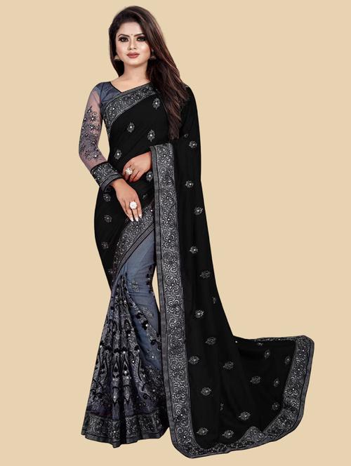 women's embroidered saree with blouse - 20430333 - Very Small Image - 1
