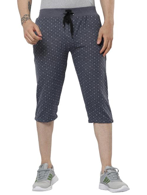 men printed grey cotton three - fourth - 20430575 - Very Small Image - 1