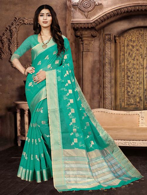 sea green chanderi saree - 20432304 - Very Small Image - 1