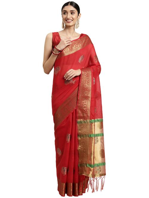 red self design bordered saree - 20432507 - Very Small Image - 1