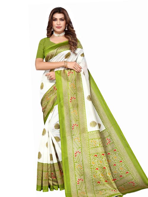 contrast border zari work saree  with blouse - 20433324 - Very Small Image - 1