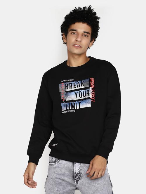 men graphic printed black cotton sweatshirt - 20434155 - Very Small Image - 1