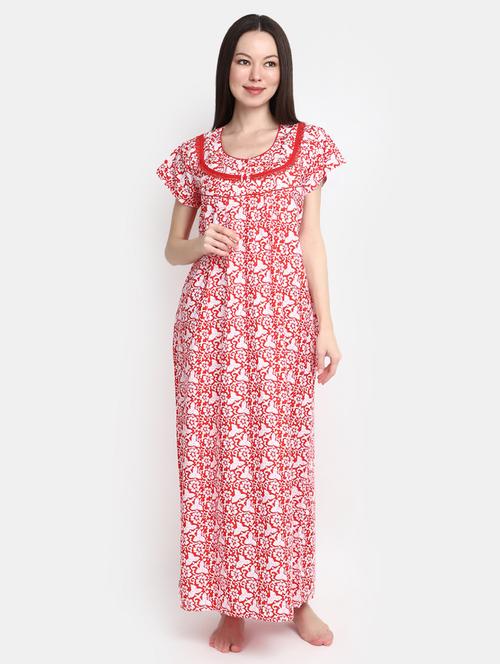 red floral print nighty - 20435709 - Very Small Image - 1
