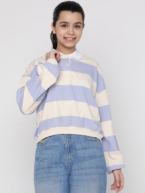 girls white & blue striped sweatshirt - 20435833 - Very Small Image - 1