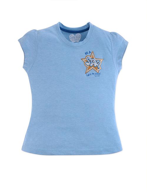 girls blue cotton blend regular tee - 20436361 - Very Small Image - 1