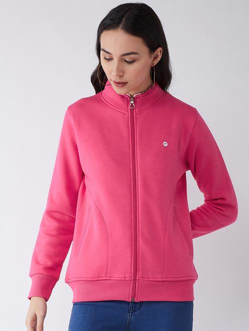 pink solid stand collar sweatshirt - 20436404 - Very Small Image - 1