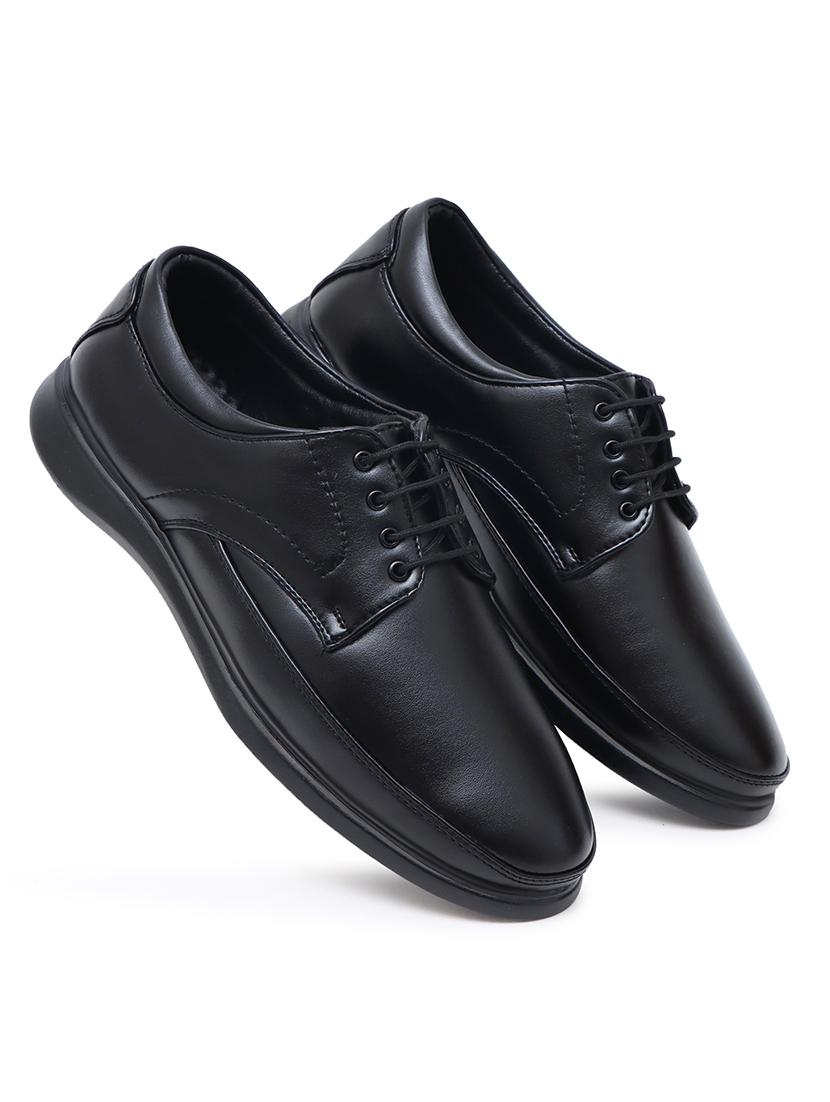 men solid black lace-up derby - 20442698 - Standard Image - 3