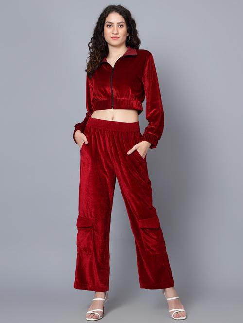 women solid top and trouser co-ord set - 20444578 - Very Small Image - 1
