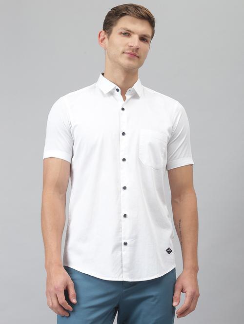 white solid casual shirt - 20444604 - Very Small Image - 1