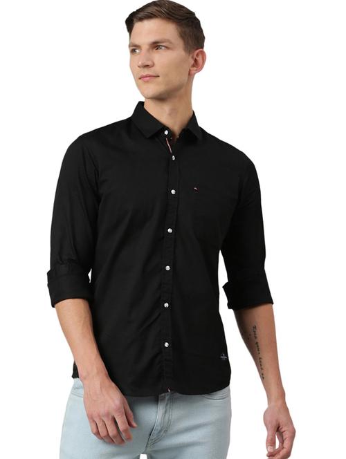 black solid casual shirt - 20444608 - Very Small Image - 1