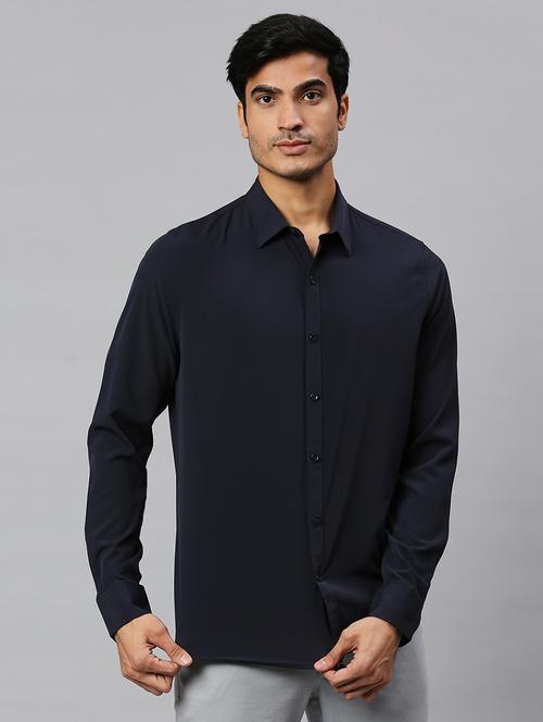 men blue cotton lycra casual shirt - 20444769 - Very Small Image - 1