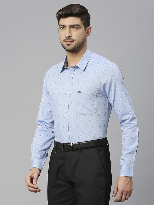 men's light blue printed casual shirt - 20444849 - Very Small Image - 1