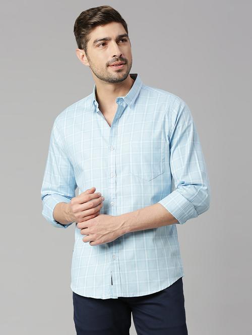 men light blue cotton casual shirt - 20444884 - Very Small Image - 1