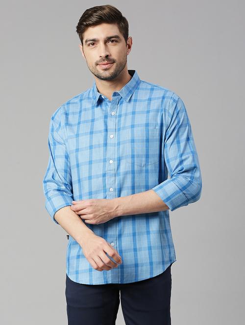 men blue cotton casual shirt - 20444899 - Very Small Image - 1
