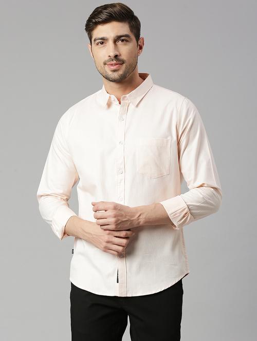 men cream cotton casual shirt - 20444906 - Very Small Image - 1