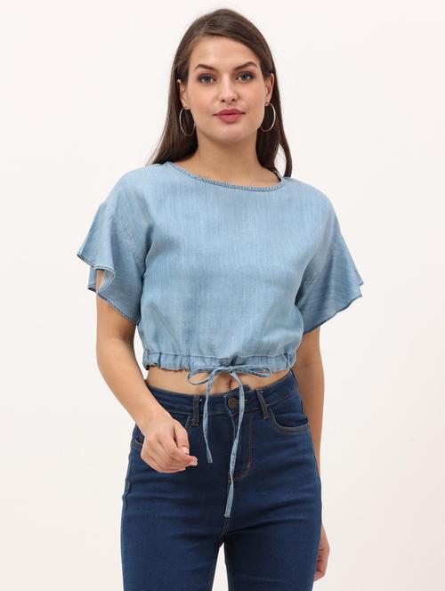 denim crop top - 20445638 - Very Small Image - 1